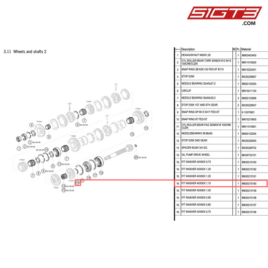 FIT WASHER 40X50X 1,10 - 99630215160 [PORSCHE 996 GT3 Cup]