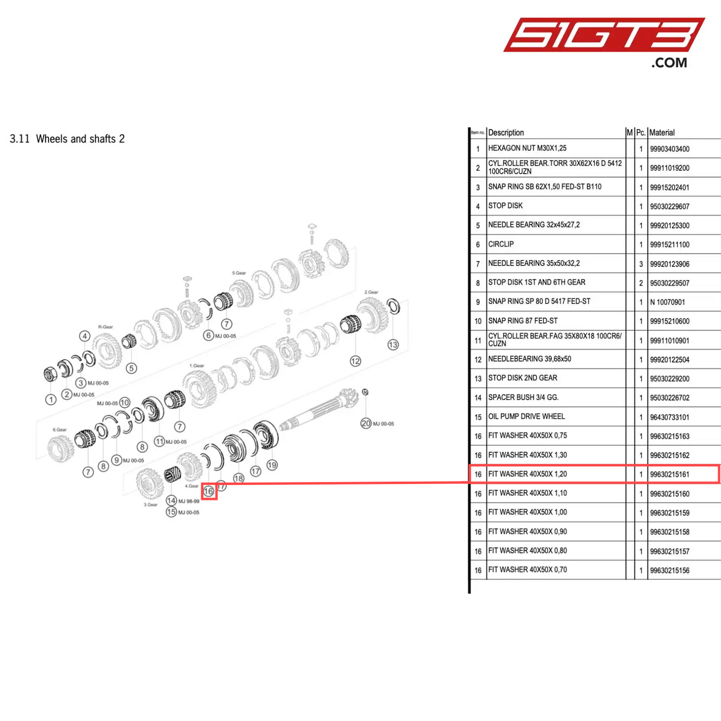 FIT WASHER 40X50X 1,20 - 99630215161 [PORSCHE 996 GT3 Cup]