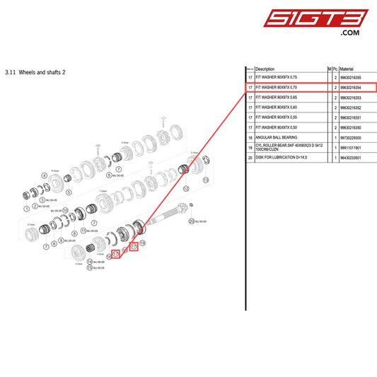 FIT WASHER 90X97X 0,70 - 99630216354 [PORSCHE 996 GT3 Cup]