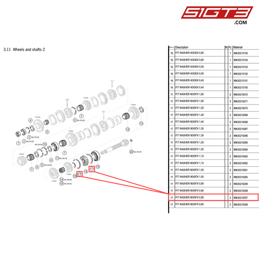 FIT WASHER 90X97X 0,85 - 99630216357 [PORSCHE 996 GT3 Cup]