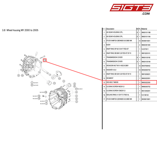 HEX-BOLT M8X55 - 99630222300 [PORSCHE 996 GT3 Cup]