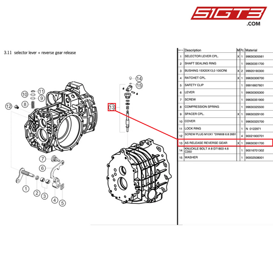 AS RELEASE REVERSE GEAR - 99630301700 [PORSCHE 997.2 GT3 Cup]