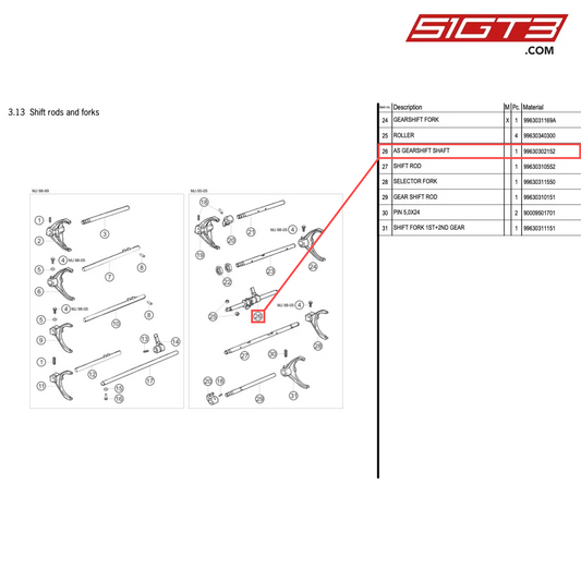 AS GEARSHIFT SHAFT - 99630302152 [PORSCHE 996 GT3 Cup]