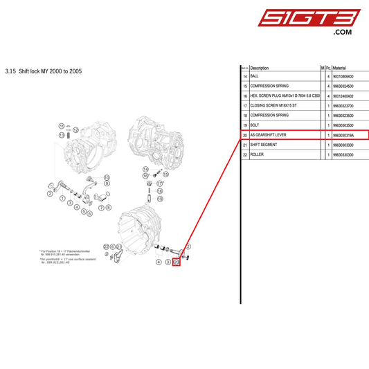 AS GEARSHIFT LEVER - 9963030319A [PORSCHE 996 GT3 Cup]