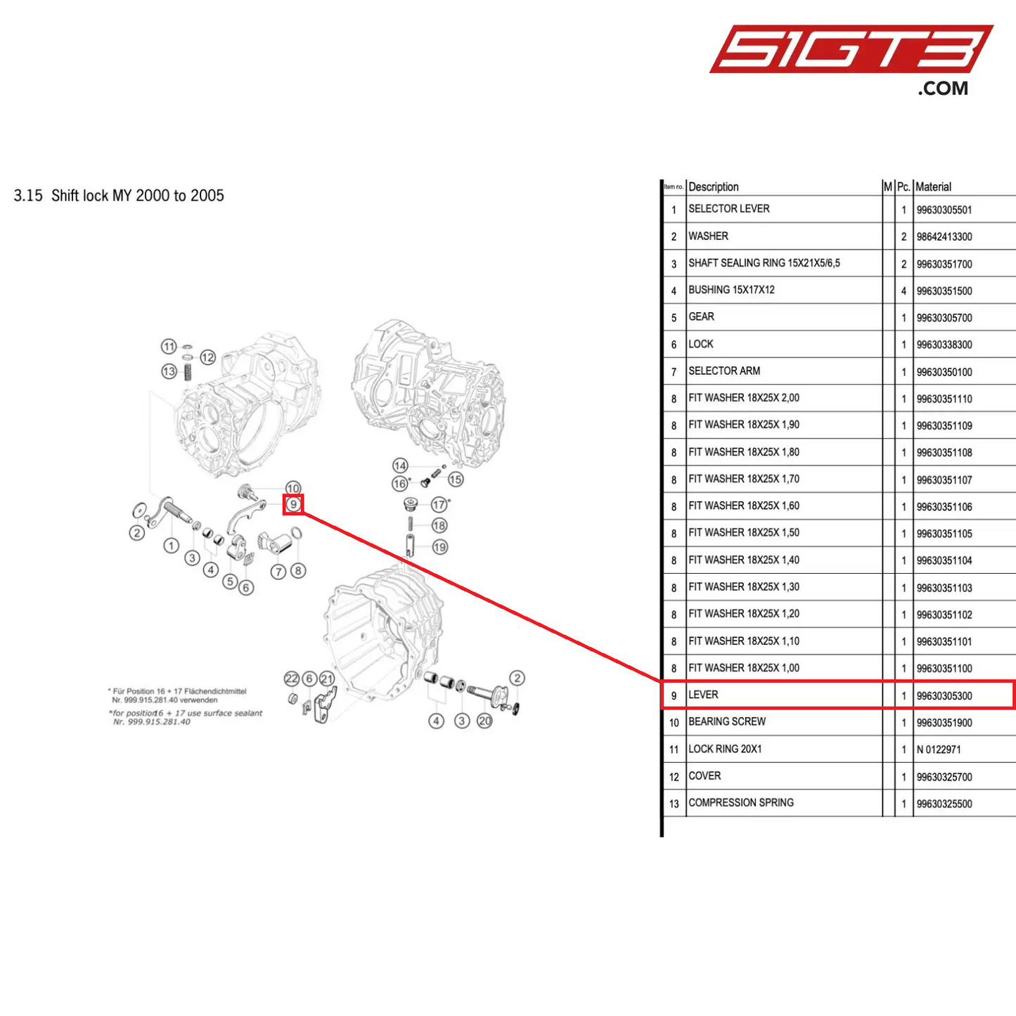 LEVER - 99630305300 [PORSCHE 996 GT3 Cup]