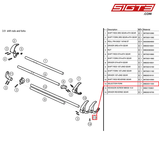 SELECTORGABEL - 99630311550 [PORSCHE 997.2 GT3 Cup]