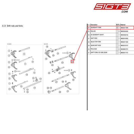 GEARSHIFT FORK - 9963031169A [PORSCHE 996 GT3 Cup]