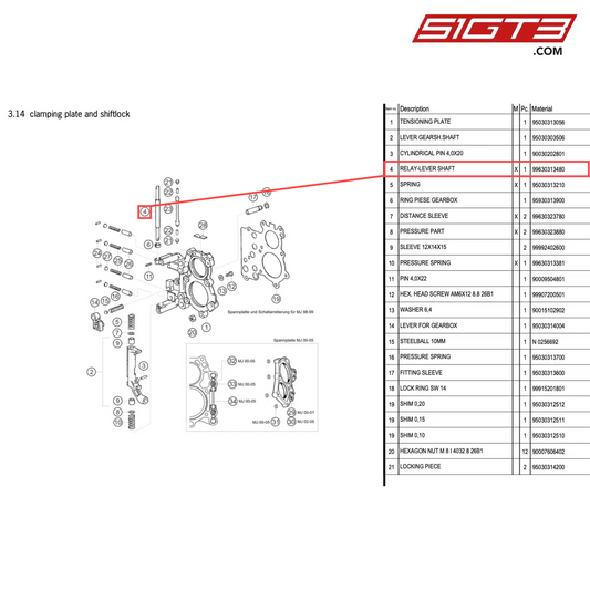 RELAY-LEVER SHAFT - 99630313480 [PORSCHE 996 GT3 Cup]