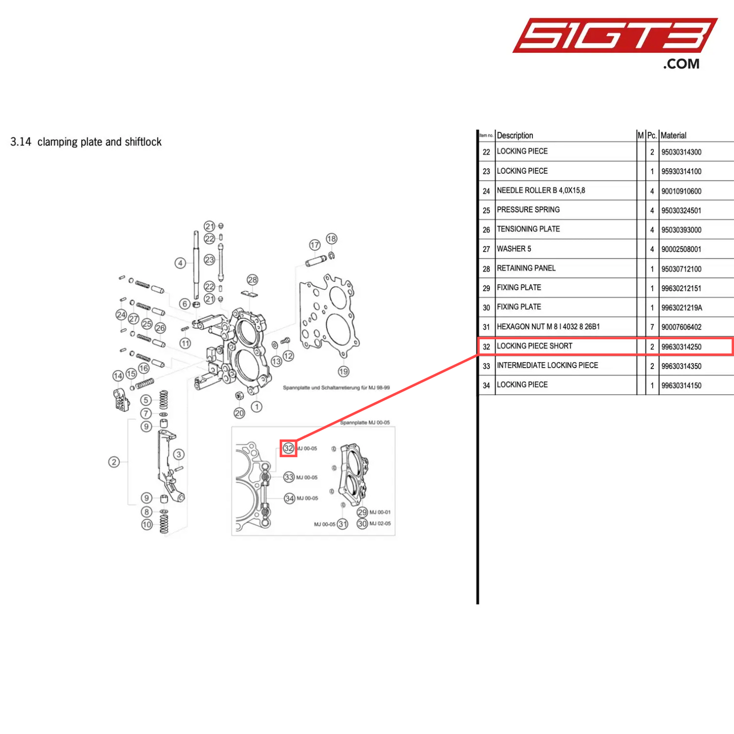 LOCKING PIECE SHORT - 99630314250 [PORSCHE 996 GT3 Cup]