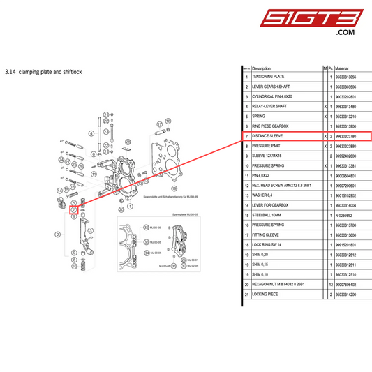 DISTANCE SLEEVE - 99630323780 [PORSCHE 996 GT3 Cup]