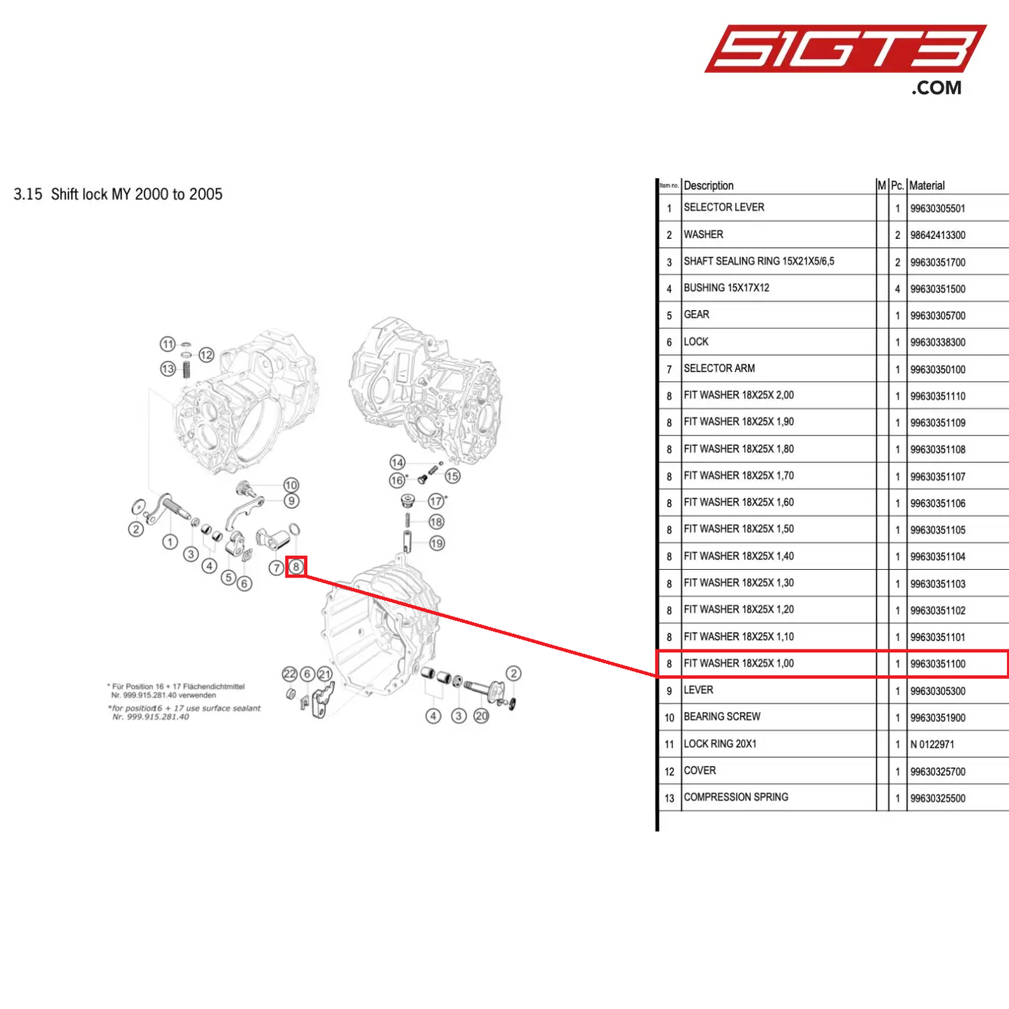 FIT WASHER 18X25X 1,00 - 99630351100 [PORSCHE 996 GT3 Cup]