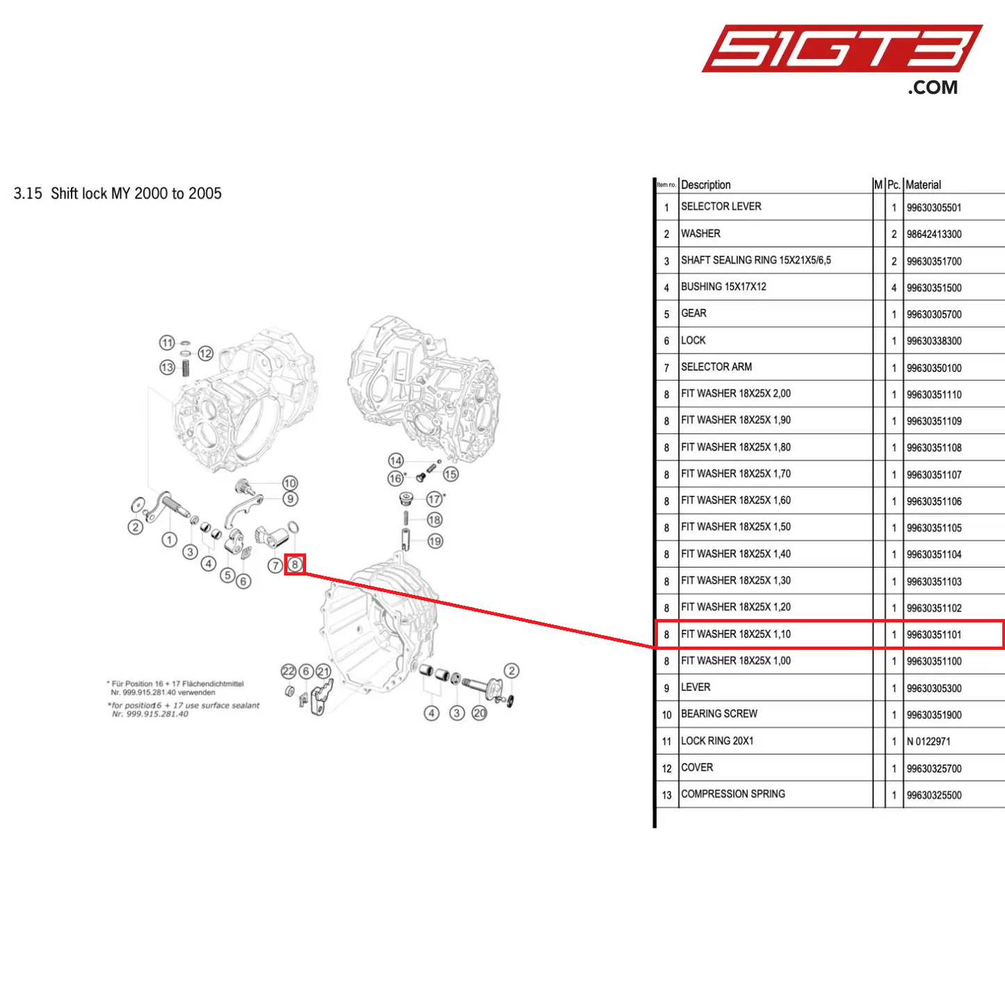 FIT WASHER 18X25X 1,10 - 99630351101 [PORSCHE 996 GT3 Cup]