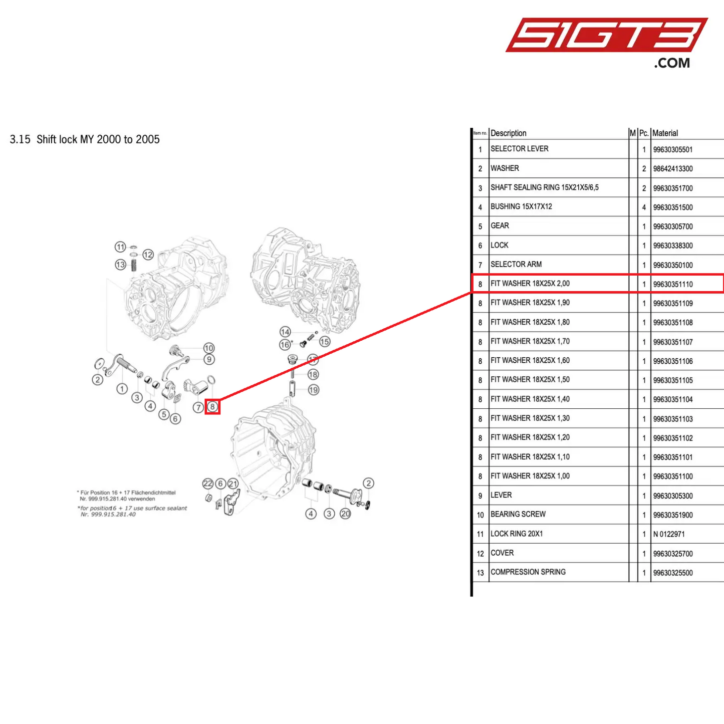 FIT WASHER 18X25X 2,00 - 99630351110 [PORSCHE 996 GT3 Cup]