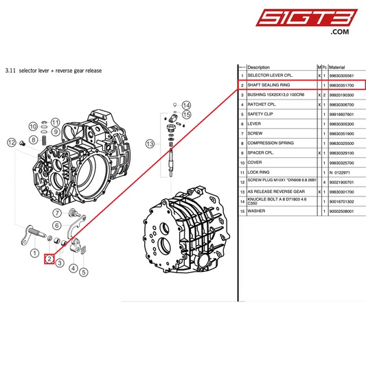 SHAFT SEALING RING 15X21X5/6,5 - 99630351700 [PORSCHE 997.2 GT3 Cup]