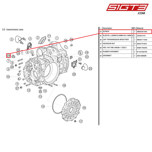 BEARING SCREW - 99630351900 [PORSCHE 997.2 GT3 Cup]