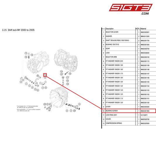 BEARING SCREW - 99630351900 [PORSCHE 996 GT3 Cup]