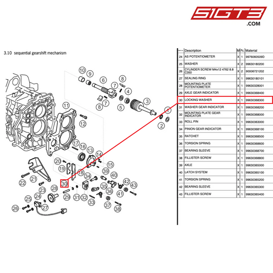 LOCKING WASHER - 99630368300 [PORSCHE 997.2 GT3 Cup]
