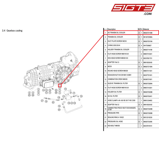 AS TRANSM.OIL COOLER - 9963070159B [PORSCHE 996 GT3 Cup]