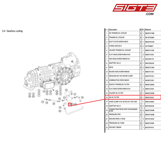 AS OIL FILTER - 99630702401 [PORSCHE 996 GT3 Cup]