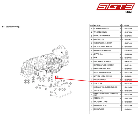 HOLDER OIL FILTER - 9963070309B [PORSCHE 996 GT3 Cup]