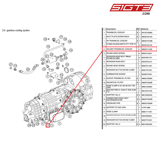 HOLDER TRANSM.OIL COOLER - 99630714189 [PORSCHE 997.2 GT3 Cup]