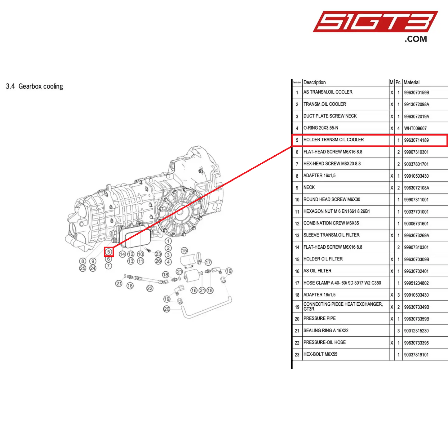 HOLDER TRANSM.OIL COOLER - 99630714189 [PORSCHE 996 GT3 Cup]