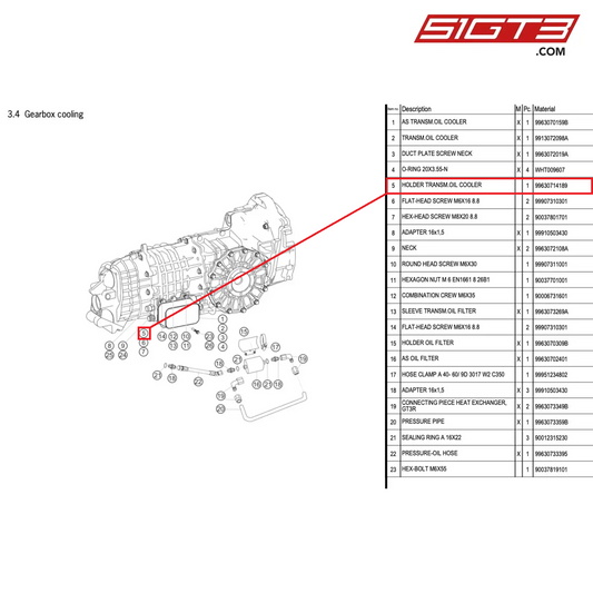 HOLDER TRANSM.OIL COOLER - 99630714189 [PORSCHE 996 GT3 Cup]