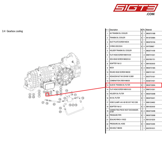 SLEEVE TRANSM.OIL FILTER - 9963073269A [PORSCHE 996 GT3 Cup]