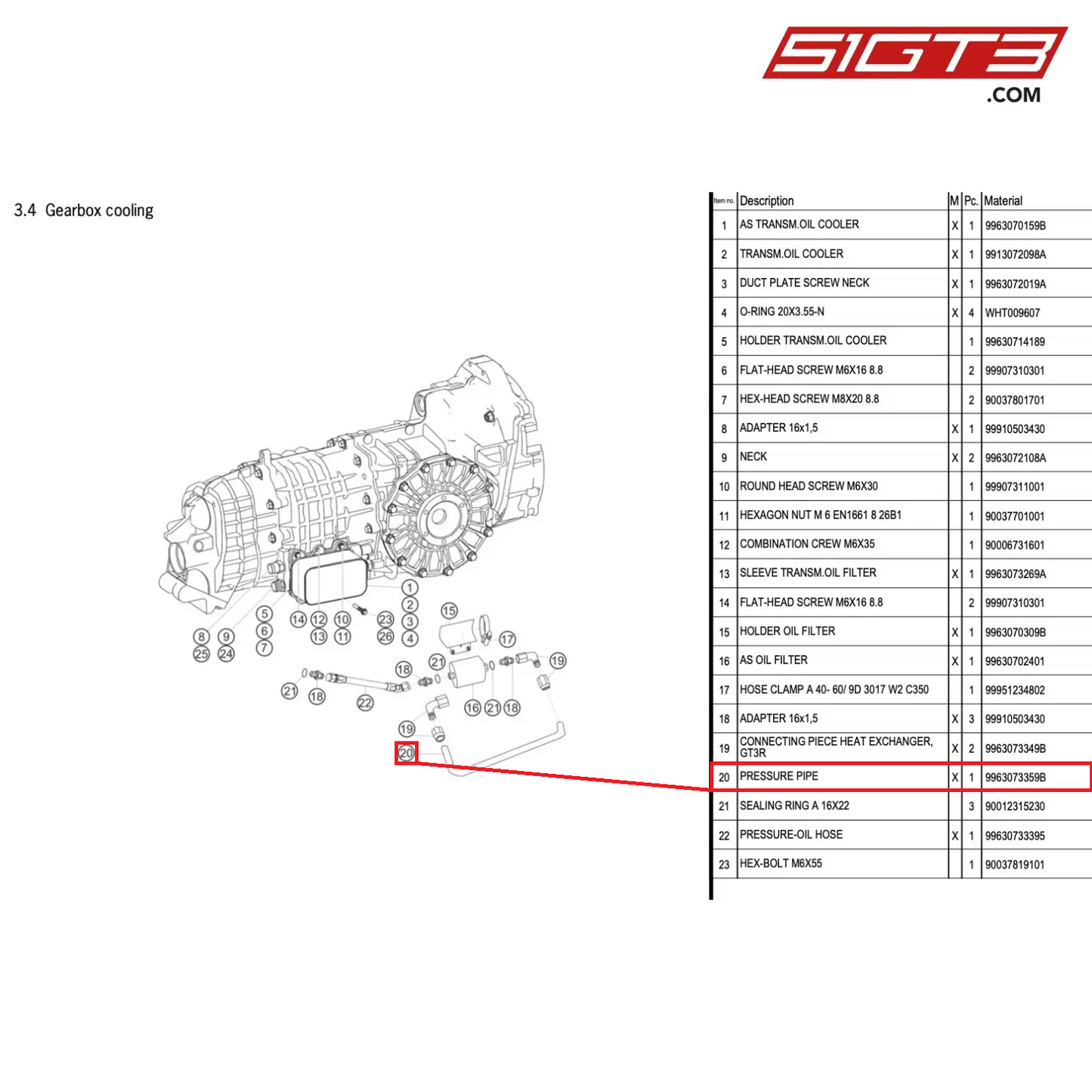 PRESSURE PIPE - 9963073359B [PORSCHE 996 GT3 Cup]