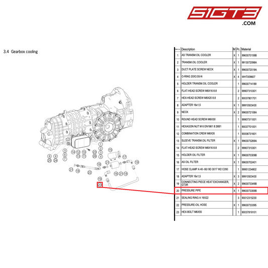 PRESSURE PIPE - 9963073359B [PORSCHE 996 GT3 Cup]