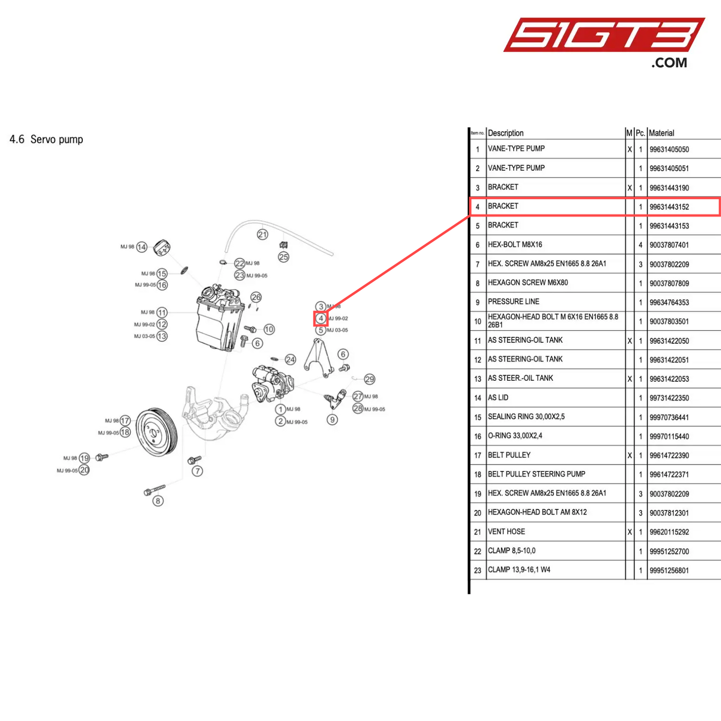 BRACKET - 99631443152 [PORSCHE 996 GT3 Cup]