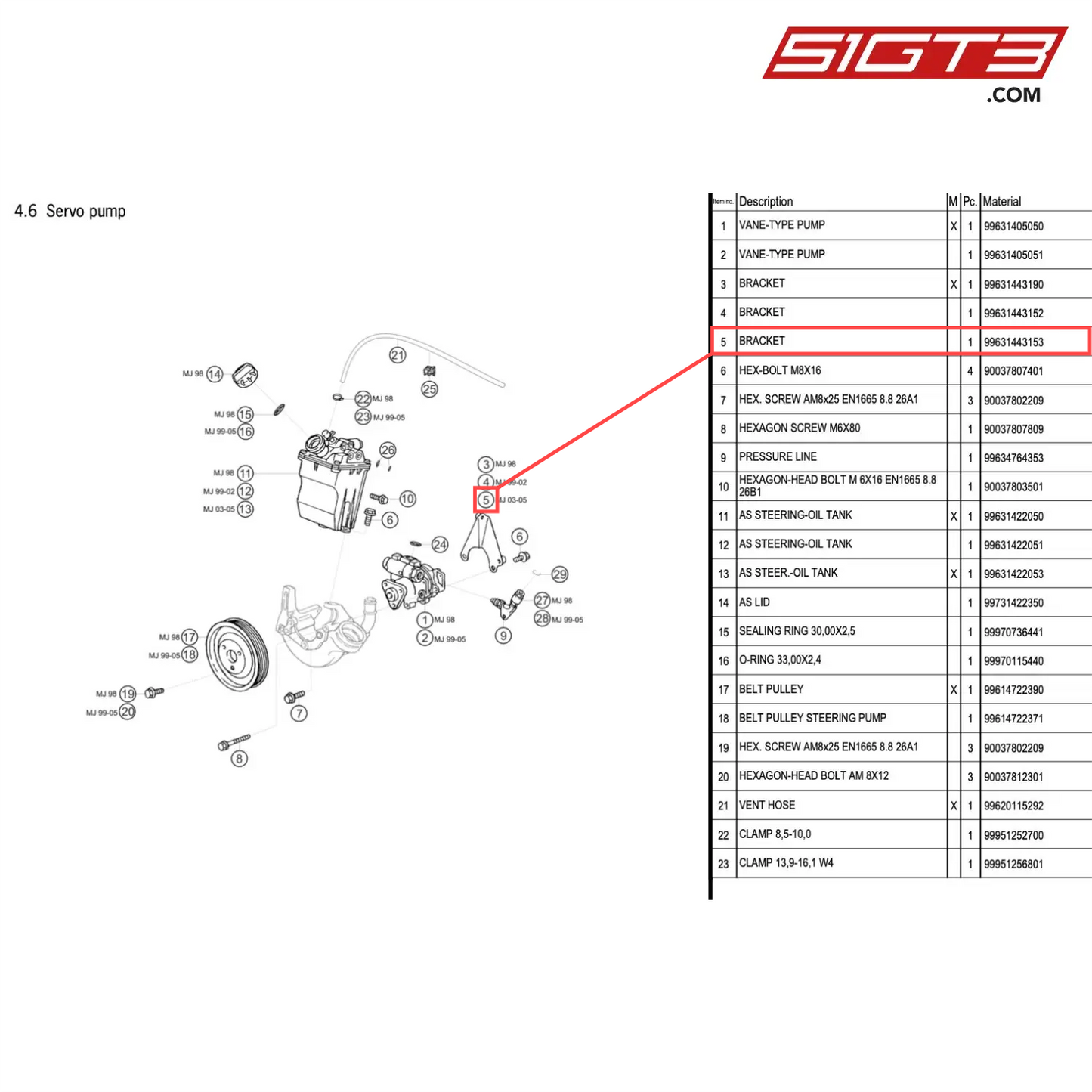 BRACKET - 99631443153 [PORSCHE 996 GT3 Cup]