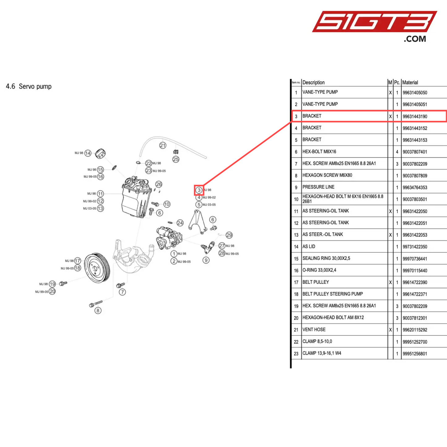 BRACKET - 99631443190 [PORSCHE 996 GT3 Cup]