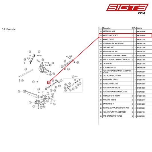 AS STEERING TIE ROD - 9963310459A [PORSCHE 996 GT3 Cup]