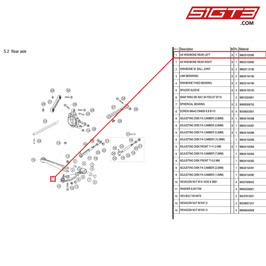 AS WISHBONE REAR LEFT - 99633105390 [PORSCHE 996 GT3 Cup]