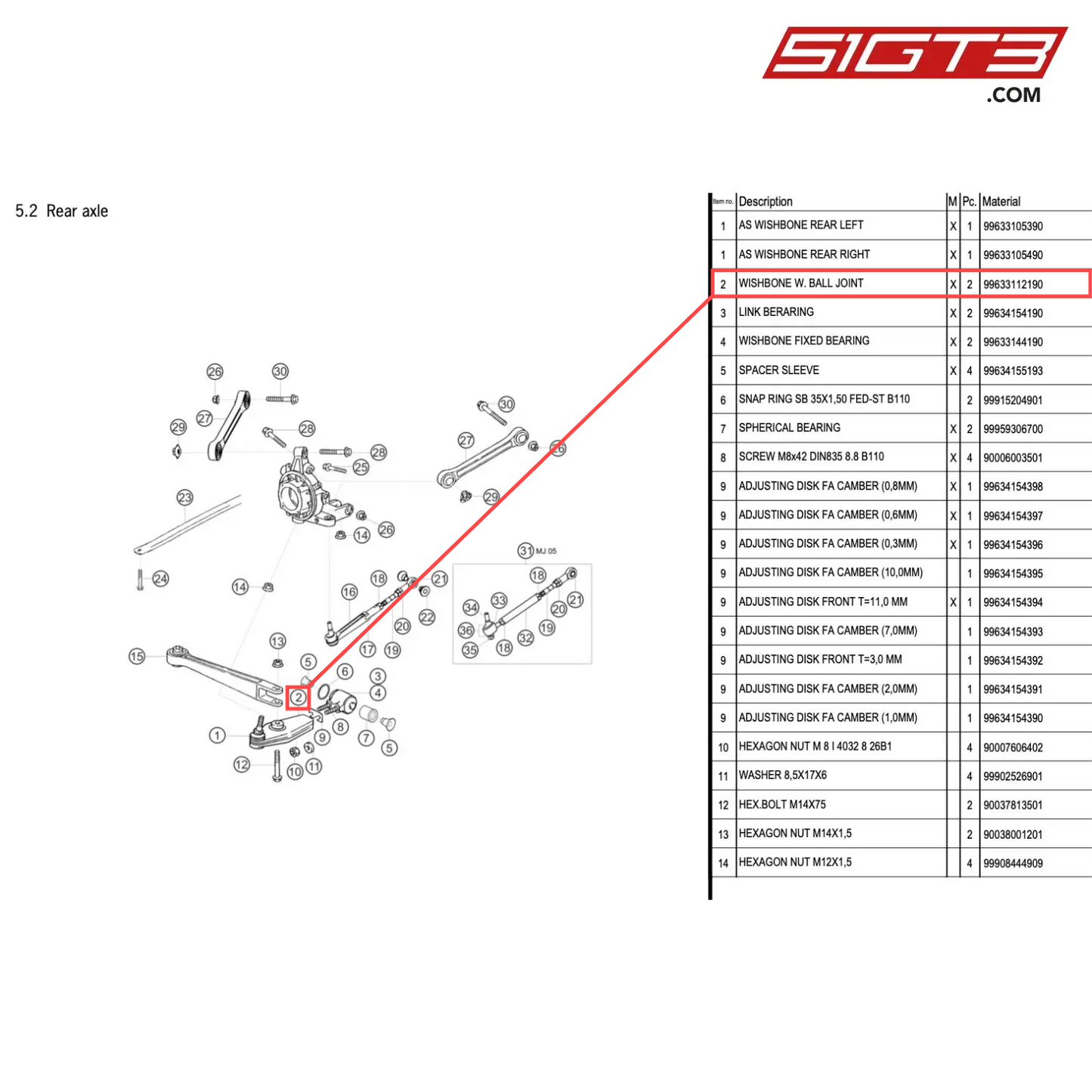 WISHBONE W. BALL JOINT - 99633112190 [PORSCHE 996 GT3 Cup]