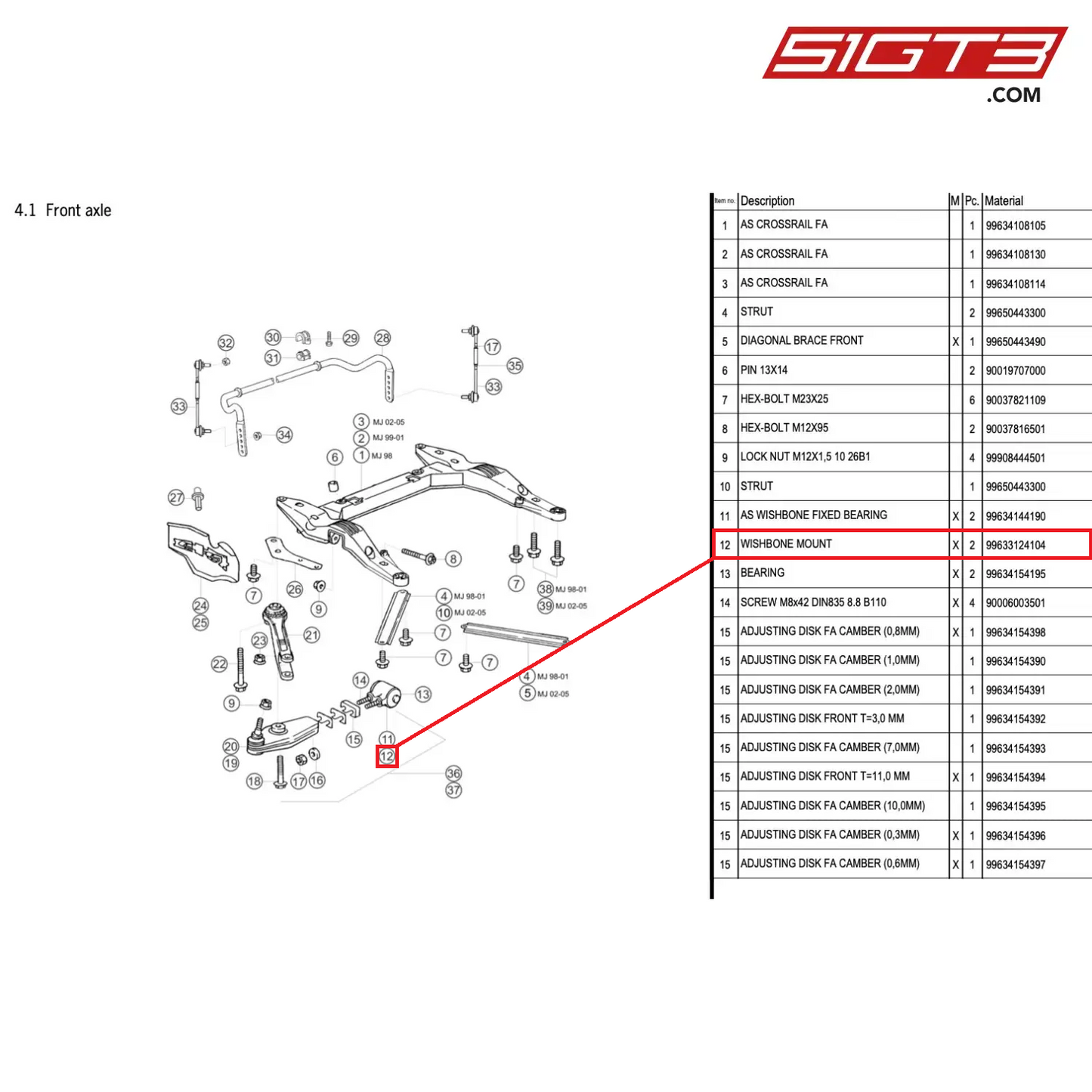 WISHBONE MOUNT - 99633124104 [PORSCHE 996 GT3 Cup]