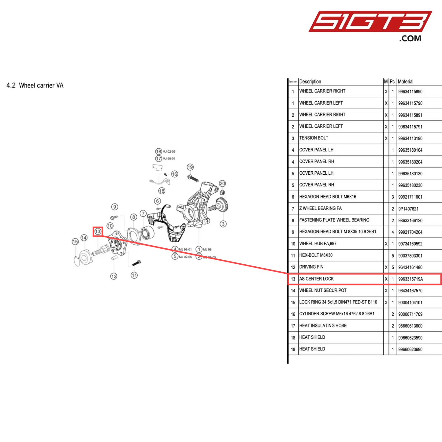 AS CENTER LOCK - 9963315719A [PORSCHE 996 GT3 Cup]