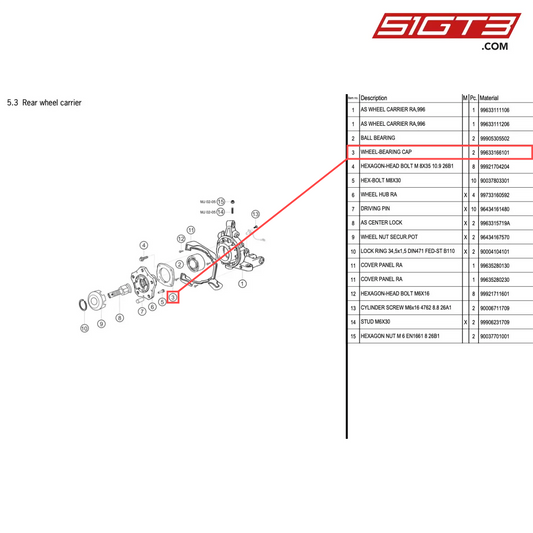 WHEEL-BEARING CAP - 99633166101 [PORSCHE 996 GT3 Cup]