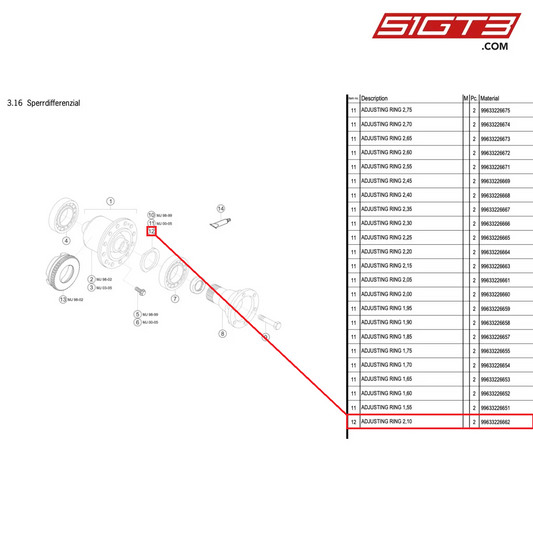 ADJUSTING RING 2,10 - 99633226662 [PORSCHE 996 GT3 Cup]