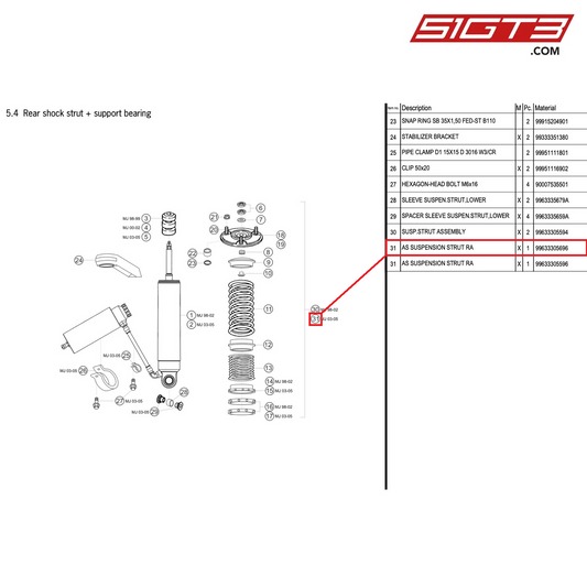 AS SUSPENSION STRUT RA - 99633305696 [PORSCHE 996 GT3 Cup]