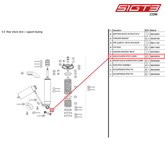 SLEEVE SUSPEN.STRUT,LOWER - 9963335679A [PORSCHE 996 GT3 Cup]