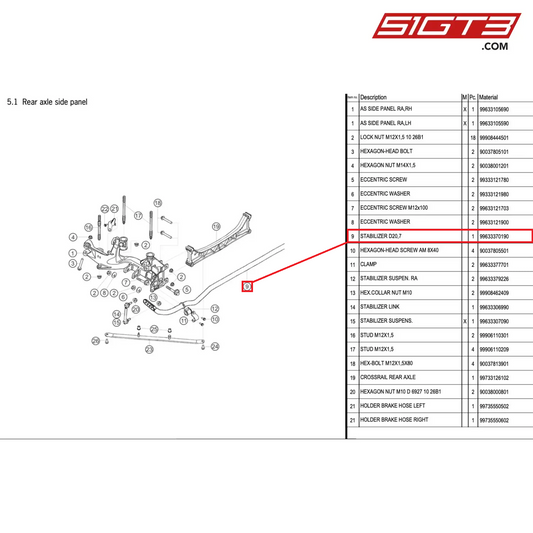 STABILIZER D20,7 - 99633370190 [PORSCHE 996 GT3 Cup]