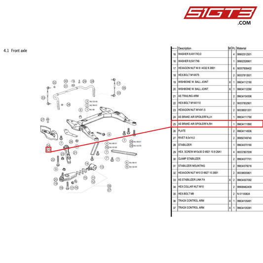 AS BRAKE AIR SPOILERFA,RH - 99634111890 [PORSCHE 996 GT3 Cup]