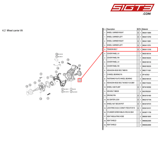 TENSION BOLT - 99634113190 [PORSCHE 996 GT3 Cup]