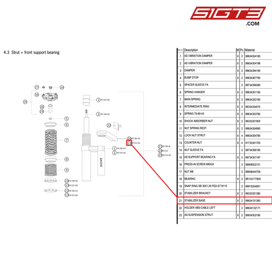 STABILIZER BASE - 99634151390 [PORSCHE 996 GT3 Cup]