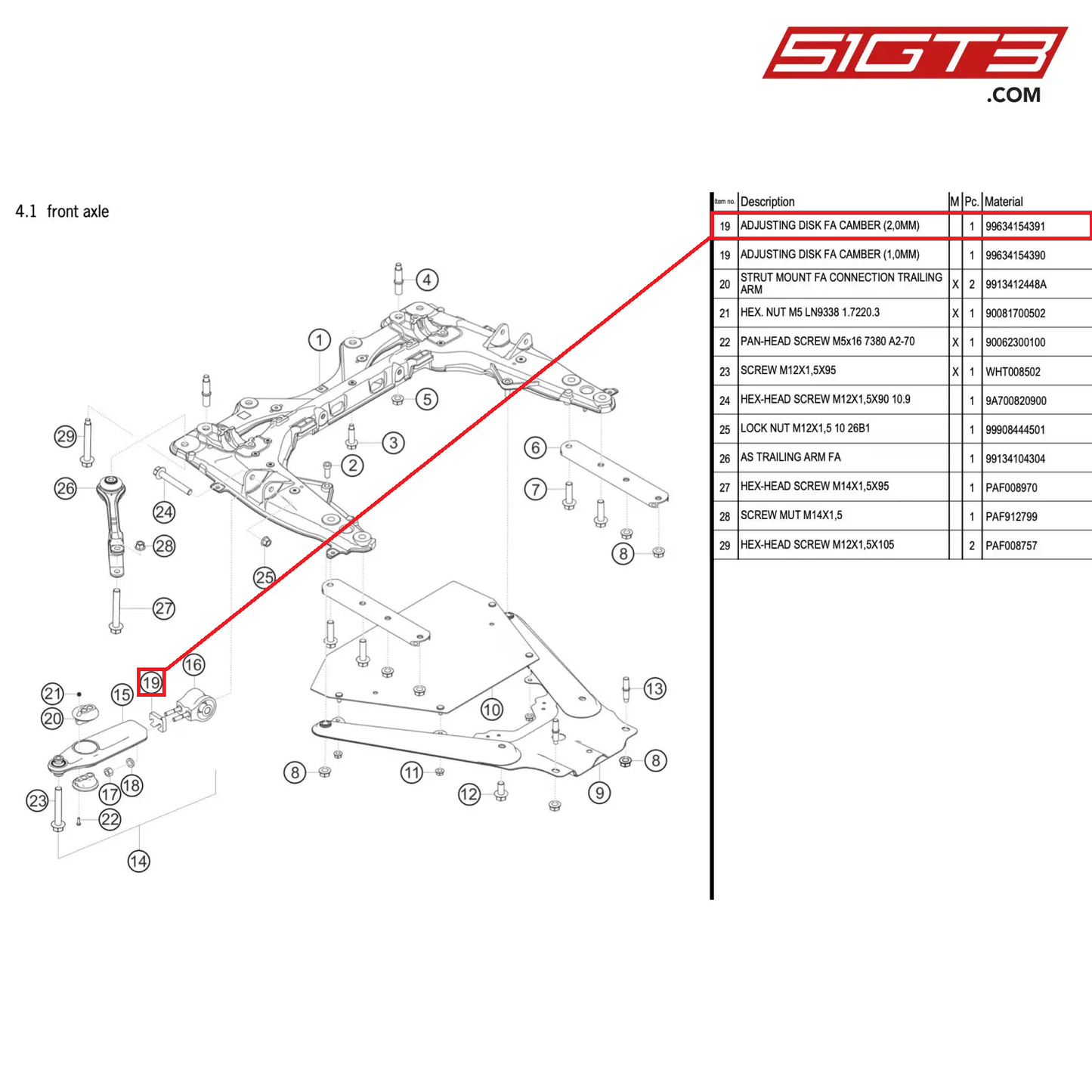 ADJUSTING DISK FA CAMBER (2,0MM) - 99634154391 [PORSCHE 911 GT2 RS Clubsport]