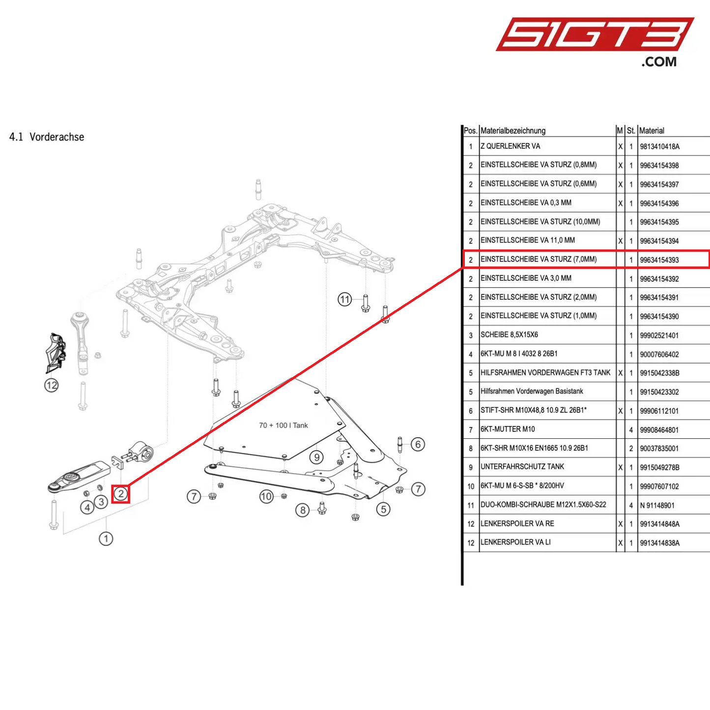 ADJUSTING DISK FA CAMBER (7,0MM) - 99634154393 [PORSCHE Cayman 981 GT4 Clubsport]