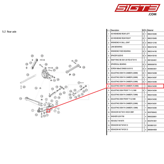 ADJUSTING DISK FA CAMBER (10,0MM) - 99634154395 [PORSCHE 996 GT3 Cup]