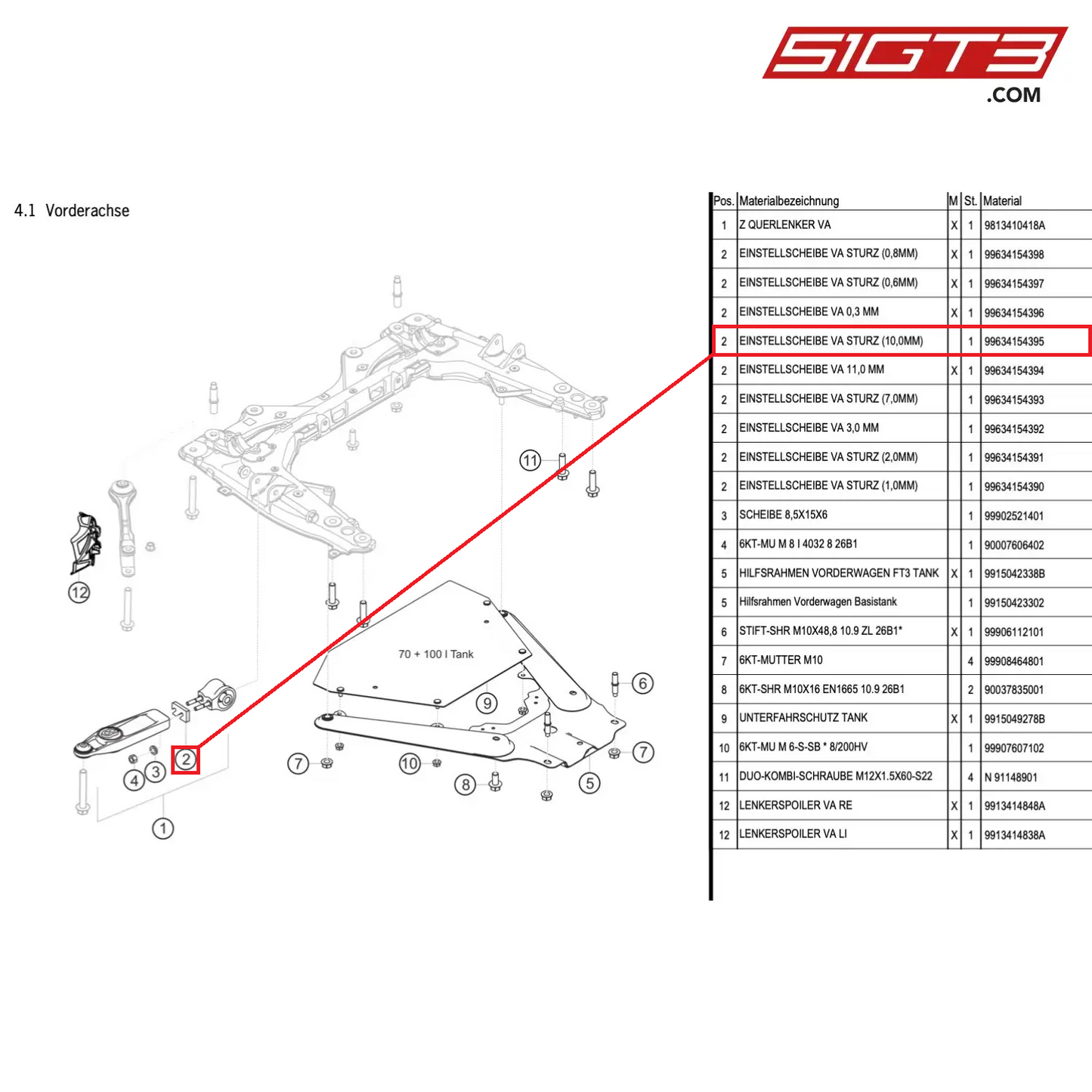 ADJUSTING DISK FA CAMBER (10,0MM) - 99634154395 [PORSCHE Cayman 981 GT4 Clubsport]